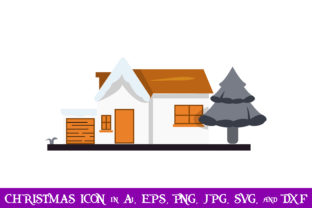 Big House and Christmas Tree Icon: A Festive Graphic for Local Brands
