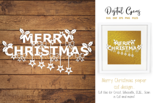 Merry Christmas Papercut Design: Graphics for Crafts