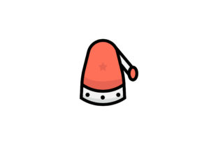 Red Christmas Hat Filled Outline Icon for Graphics