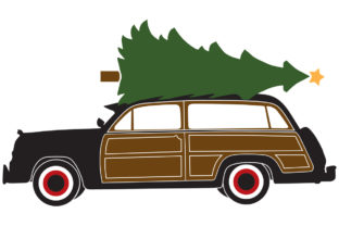 Woody Surf Wagon with a Christmas Tree: Graphics & Crafts
